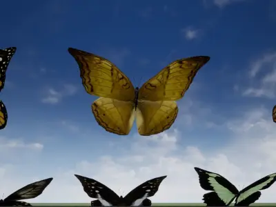 4K Butterflies rigged and animated Low-poly 3D model