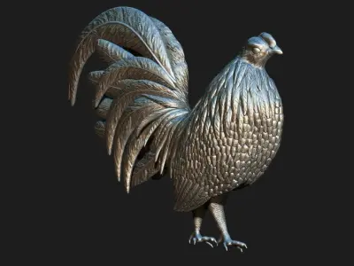 Rooster silver 3D model