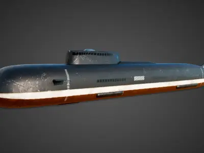 Submarine 3D Model Low-poly 3D model