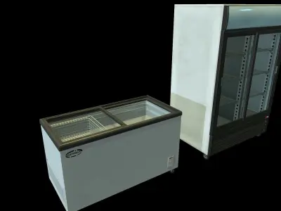 Commercial Fridge Freezer set Low-poly 3D model