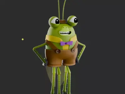 Talking Cricket Stylized 3D Character Puss in Boots Universe Low-poly 3D model