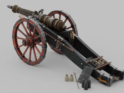 O Kit 01 Cannon Kit 05 of 05 royal imperial cannon Low-poly 3D model