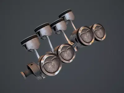 V8 Pistons Low-poly 3D model