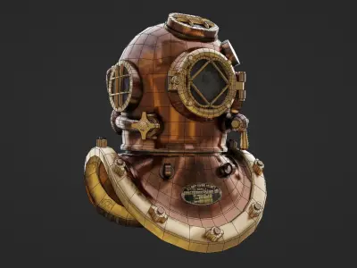 Old Diving Helmet Low-poly 3D model