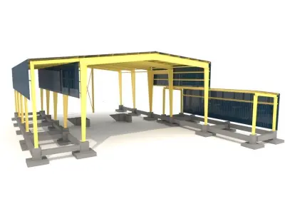 Industrial metal hangars 3D model
