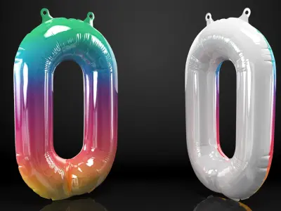 Helium Number Balloons Collection 3D model