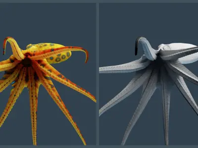 Animated Blue-Ringed Octopus Low-poly 3D model