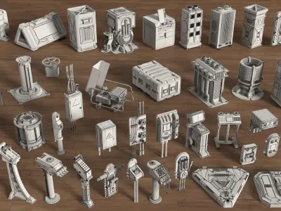 Industrial Units Collection 1 - 40 pieces 3D model