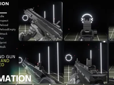 MP7 FPS Animation Low-poly 3D model