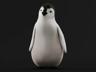Emperor Penguin Chick Low-poly 3D model
