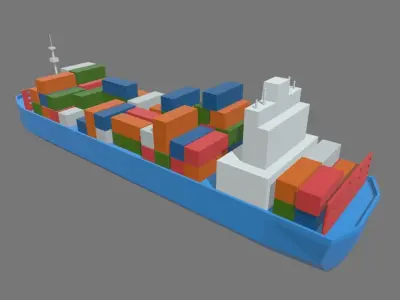 Low Poly Cargo Ship 01 Low-poly 3D model