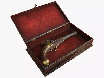 Antique Pistol Low-poly 3D model