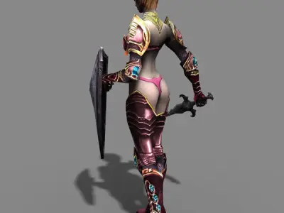 Royal Female Warrior Low-poly 3D model