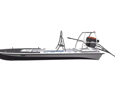 Flat Skiff Boat Low-poly PBR Low-poly 3D model