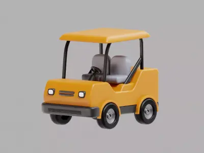 Golf Cart Cartoon Low-poly 3D model