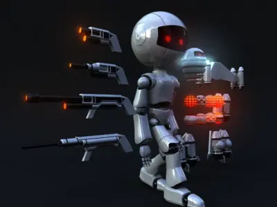 Full Rigged Robot Low-poly 3D model