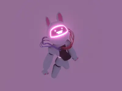 cute rabbit like robot Low-poly 3D model