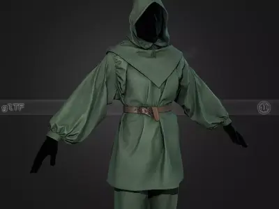Green Medieval Outfit Low-poly 3D model