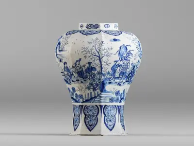 001590 18th Century Chinese Porcelain Vase 3D model