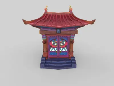 Japanese Temple Low-poly 3D model