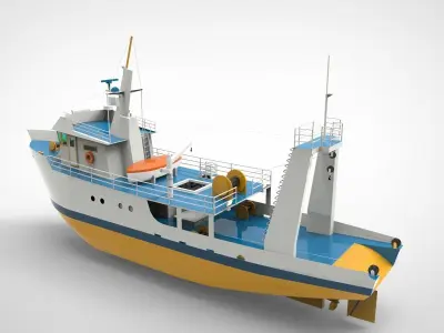 Fishing Trawl Ship 3D model