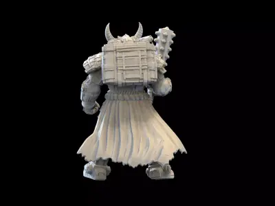 Sci-Fi Demon Warrior STL  Grimdark Armored Fighter Spiked Club 3D print model