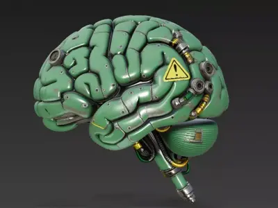 Green Industrial Cyberpunk Brain Model Bundle 3D model