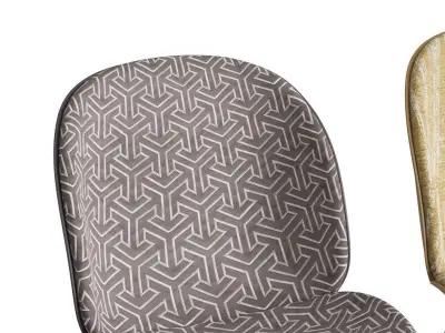 Beetle Dining Chair Front Upholstered Conic Base 3D model
