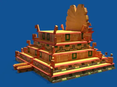 Stylized Incan Temple Low-poly 3D model