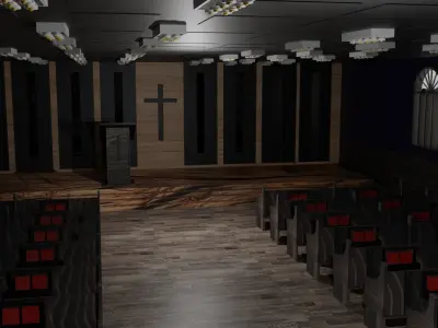 Church Interior Low-poly 3D model
