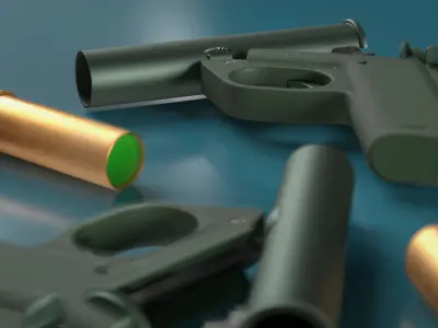 Compact Signal Weapon with Detached Flare Cartridge 3D model
