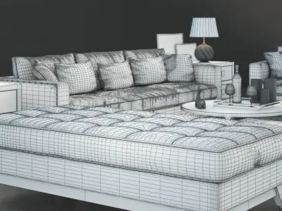Set of furniture with carpet 3D model