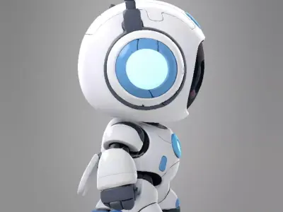 Cute Futuristic Robot Character 3D model