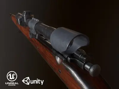 Springfield M1903 Sniper rifle with M84 scope PBR Low-poly 3D model