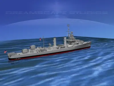 Gleaves Class Destroyer USS Knight DD633 3D model