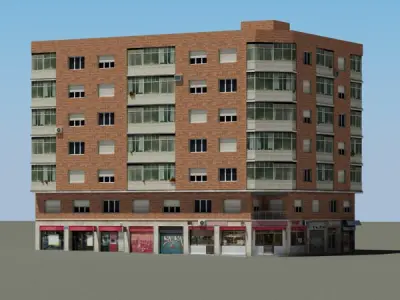 Building apartment - apartment Low-poly 3D model