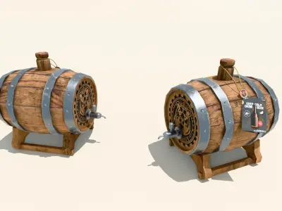 Modern Wooden Beer Keg Low-poly 3D model