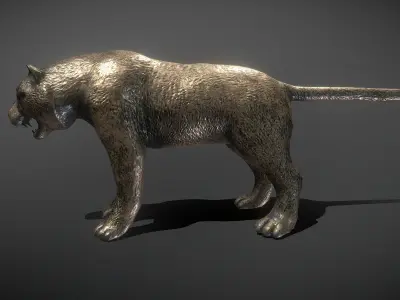 Tiger Bronze Statue Low-poly 3D model