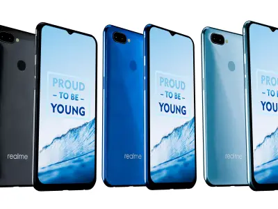 Realme 2 pro Smartphone - 3 Themes Low-poly 3D model
