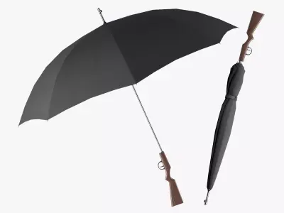 Umbrella gun Low-poly 3D model