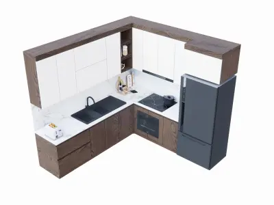 Kitchen Furniture Interior  Low-poly 3D model