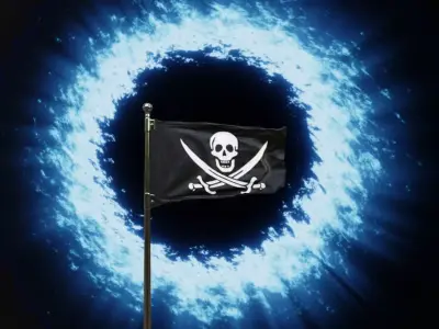 Animated Pirates Flag Low-poly 3D model