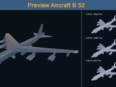 Asset - Army - Aircraft B 52 - 3D MODEL Low-poly  Low-poly 3D model