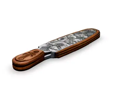 Ornate Floral Engraved Knife 3D Model Low-poly 3D model