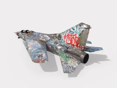 Abandoned WarPlane With Graffiti 3D model