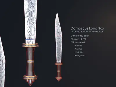 Damascus Long Sax Low-poly 3D model
