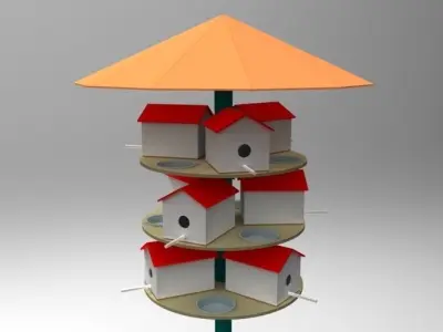 Birdhouse bird feeder with umbrella Free 3D model