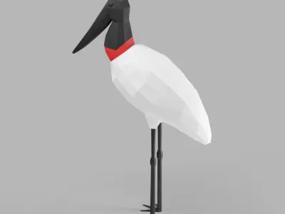 Low Poly Bird stork Low-poly 3D model