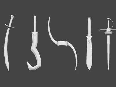 30 Low poly medieval fantasy sword melee weapons IMM brush 3D model