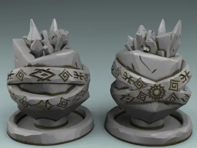 set street two stone urns on table 3D print model